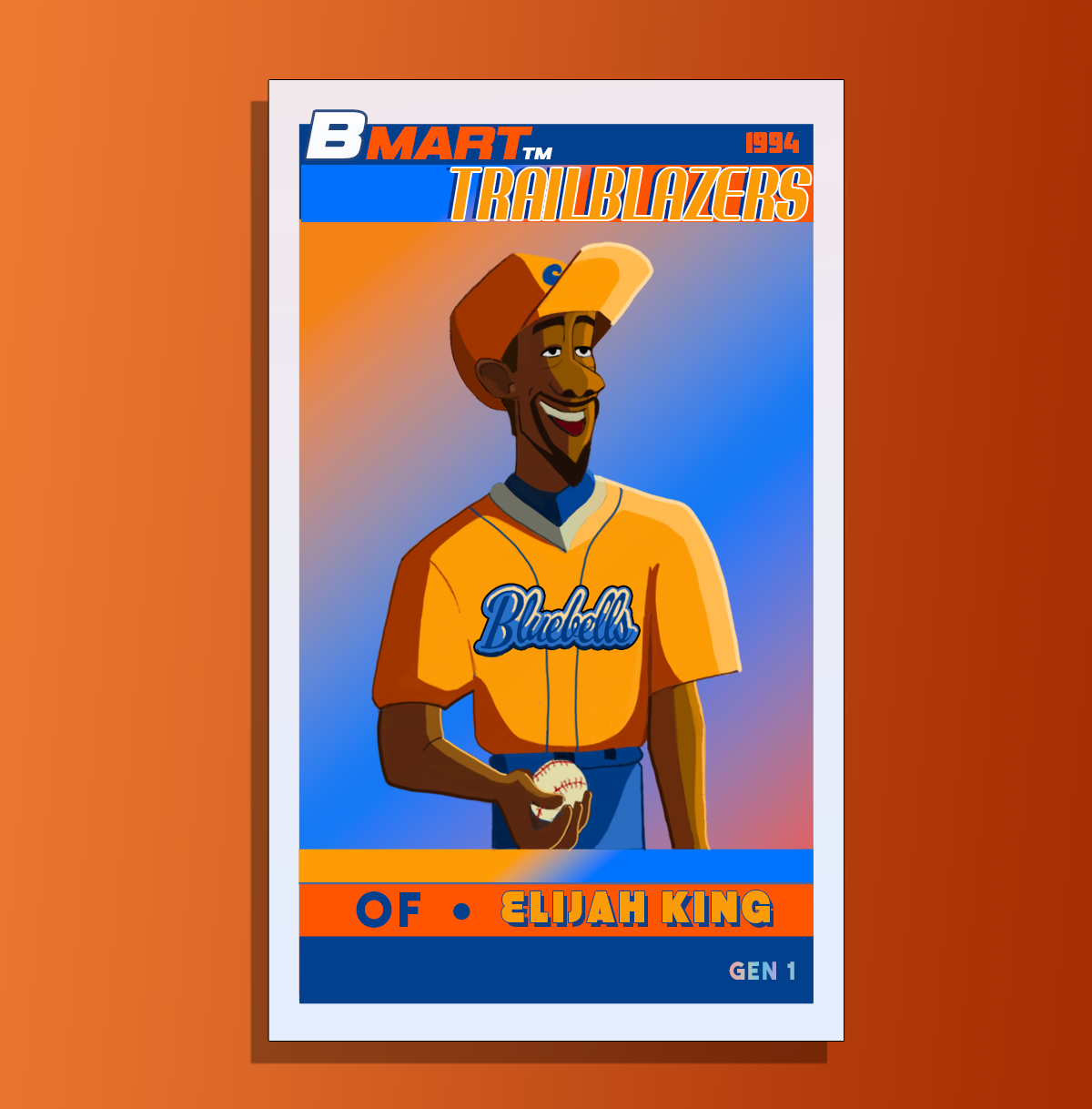 Retro Illustrative Baseball Card - Elijah King